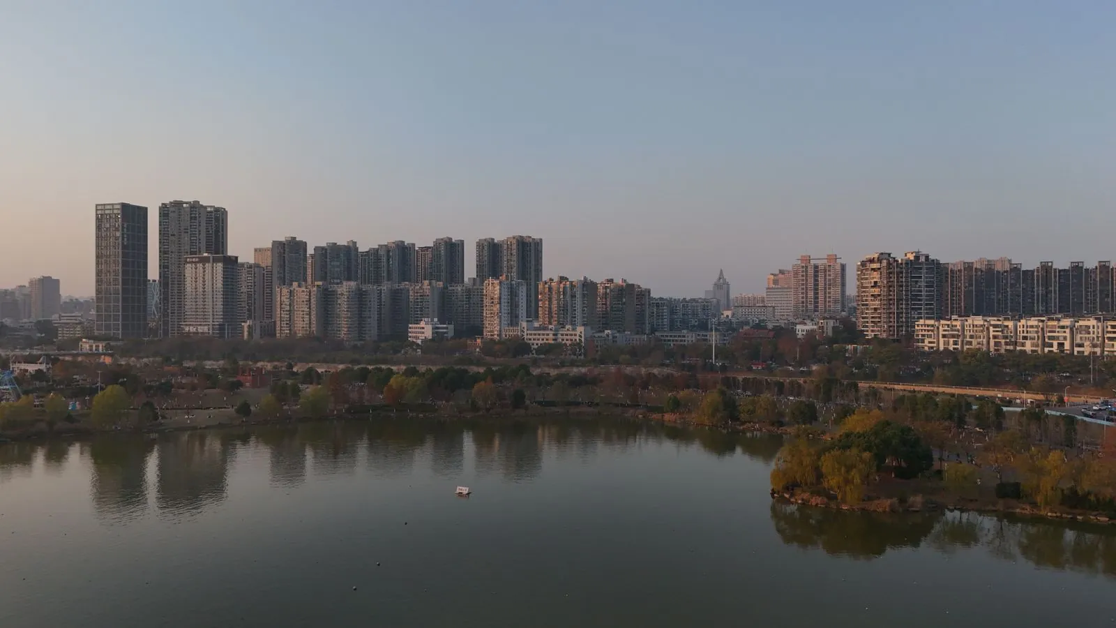 Changsha city skyline at sunset