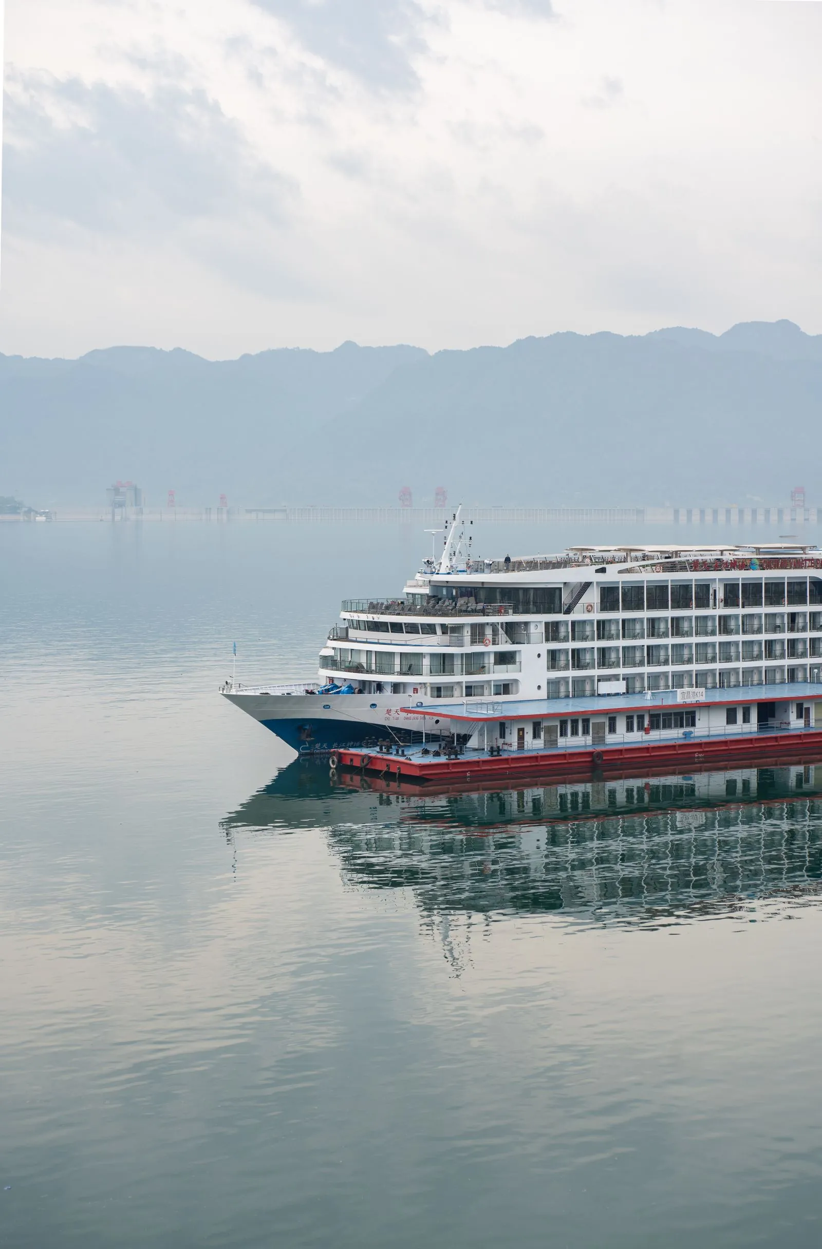 Cruise ship navigating the Yangtze River in China